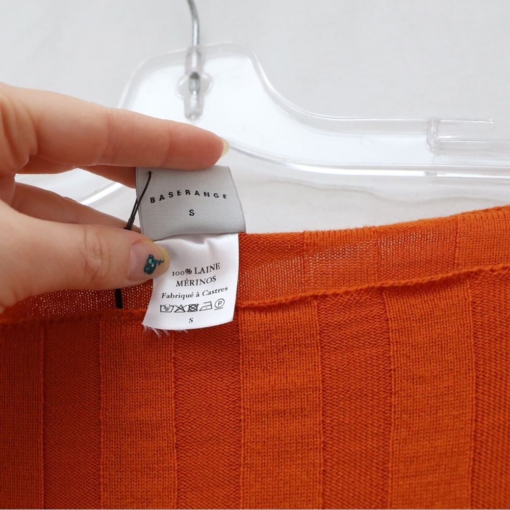 NWT Baserange Adler Sweater Ocra orange ribbed slim fit knit top S merino wool - Picture 12 of 13